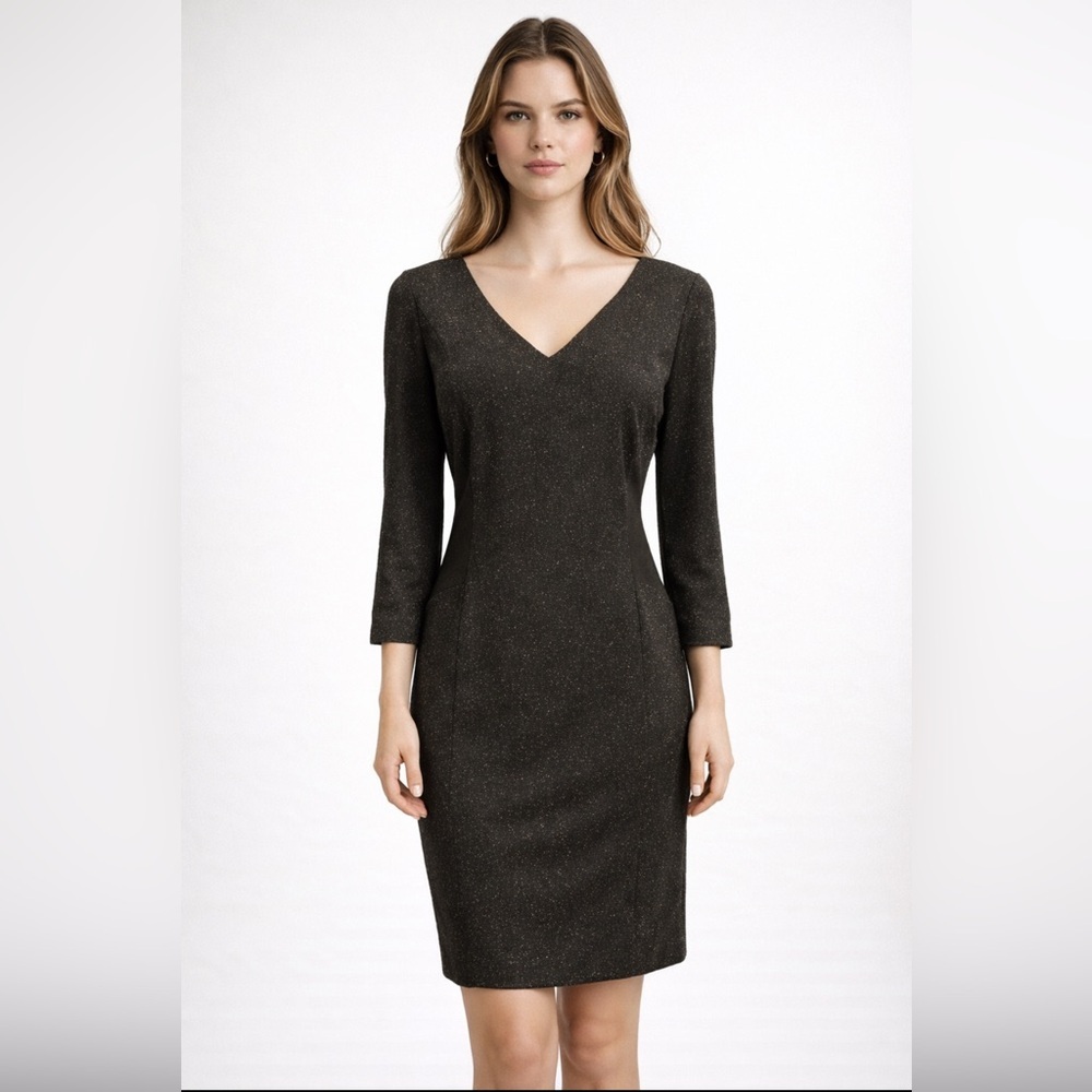 Antonio Melani Dress 12 Brown Flecks Sheath Bodhi 3/4 Long Sleeve NWT $169
